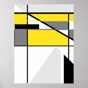 Mosaik in gelbem, grauem, schwarzem abstraktem poster