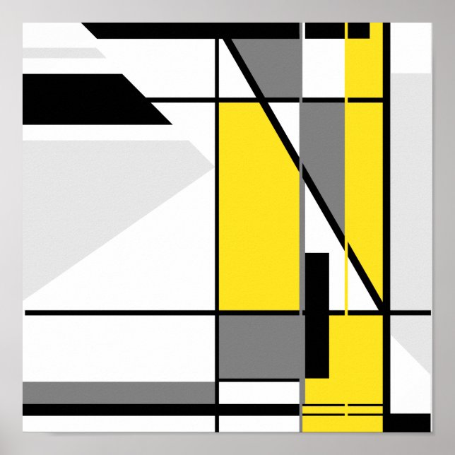Mosaik in gelber, grauer und schwarzer geometrisch poster (Vorne)