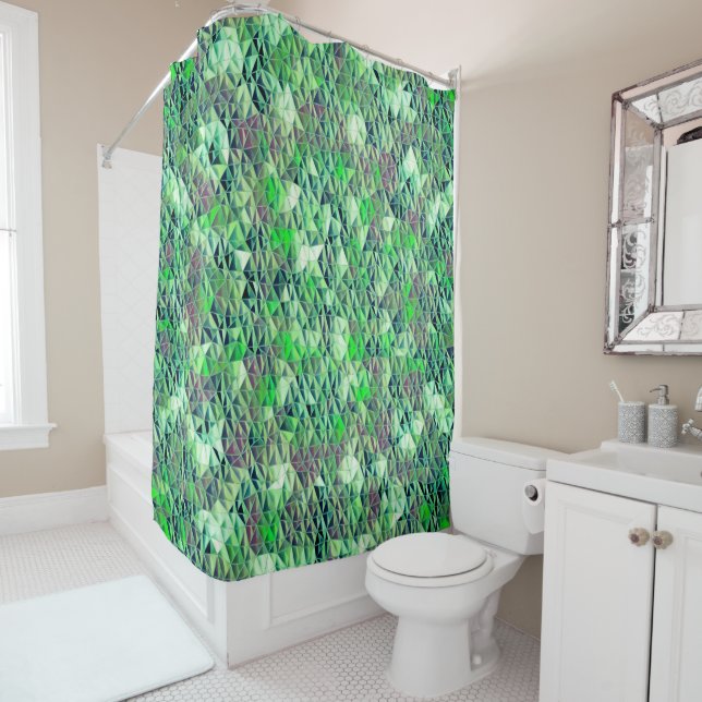 Mosaik in grünlichen Dreiecken mit Gradiententönen Duschvorhang (Beispiel)