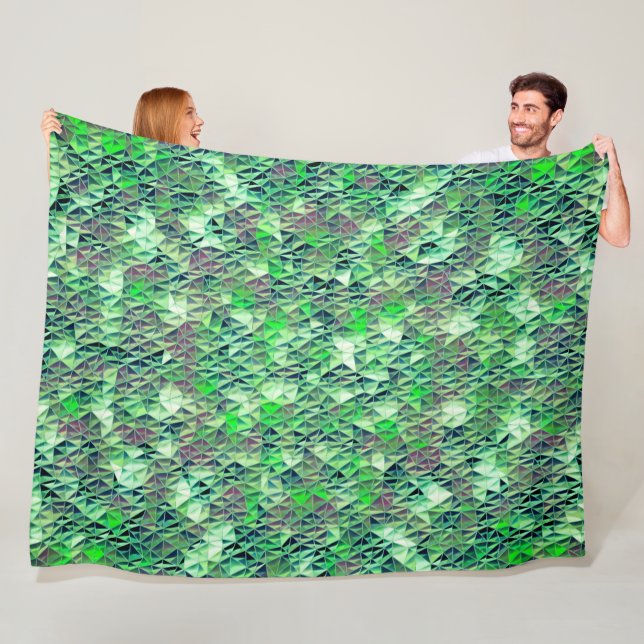 Mosaik in grünlichen Dreiecken mit Gradiententönen Fleecedecke (Beispiel)
