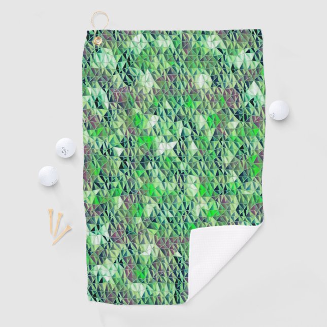 Mosaik in grünlichen Dreiecken mit Gradiententönen Golfhandtuch (Insitu)