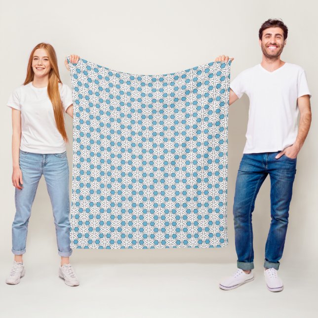 Mosaik in Weiß und Blau Fleecedecke (Beispiel)