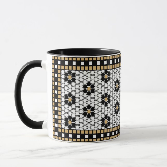 Mosaik Inspiriert Schwarz-weiß und Gold Tasse (Links)