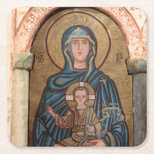 Mosaik Jungfrau Maria und Jesus Rechteckiger Pappuntersetzer