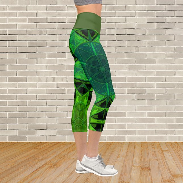 Mosaik Kaleidoscope Blume Grüne Leggings (Von Creator hochgeladen)