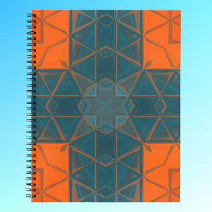 Mosaik Kaleidoscope Square Orange und Blau Notizbuch