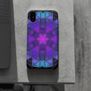 Mosaik Kaleidoskop Blume Blau Lila und Schwarz Case-Mate iPhone Hülle