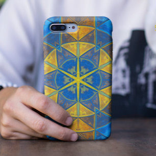 Mosaik Kaleidoskop Blume Blau und Gelb Case-Mate iPhone Hülle