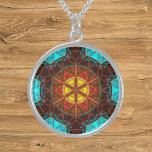 Mosaik Kaleidoskop Blume Gelb Orange und Blau Sterling Silberkette<br><div class="desc">Dieses Mosaik-Kaleidoskop-Blume-Design zeichnet sich durch brillante gelbe,  blaue und orangefarbene Fliesen aus. Ein lebhaftes geometrisches Design,  inspiriert von Fraktalen,  Mandalasen und Mosaiken aus Buntglas. Holen Sie sich dieses schöne trippy-Design jetzt für Ihren Lieblingsfreund,  der leuchtende Farben Liebe!</div>