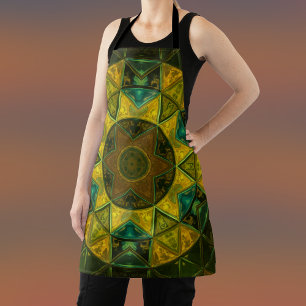 Mosaik Kaleidoskop Blume Gelb und Grün Schürze