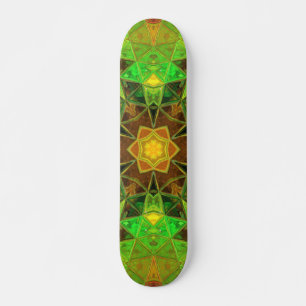 Mosaik Kaleidoskop Blume Grün und Orange Skateboard