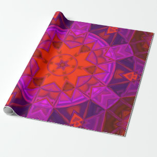 Mosaik Kaleidoskop Blume Lila Rosa und Rot Geschenkpapier