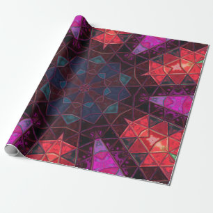 Mosaik Kaleidoskop Blume Lila und rosa Geschenkpapier