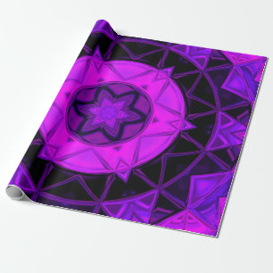 Mosaik Kaleidoskop Blume Lila und schwarz Geschenkpapier