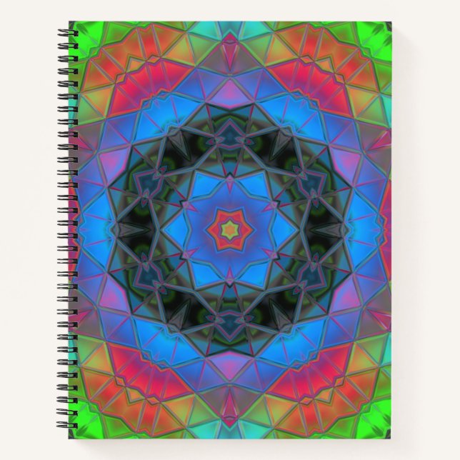 Mosaik Kaleidoskop Blume Rainbow Notizbuch (Vorderseite)