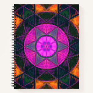 Mosaik Kaleidoskop Blume Rosa Lila und Orange Notizbuch