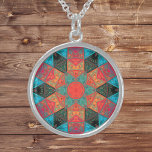 Mosaik Kaleidoskop Blume Rosa und Aquamarin Sterling Silberkette<br><div class="desc">Dieses Mosaik Kaleidoskop Blume Design zeichnet sich durch brillante aquamarin- und rosa Kacheln aus. Ein lebhaftes geometrisches Design,  inspiriert von Fraktalen,  Mandalasen und Mosaiken aus Buntglas. Holen Sie sich dieses schöne trippy-Design jetzt für Ihren Lieblingsfreund,  der leuchtende Farben Liebe!</div>