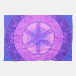 Mosaik Kaleidoskop Blume Rosa und Blau Geschirrtuch