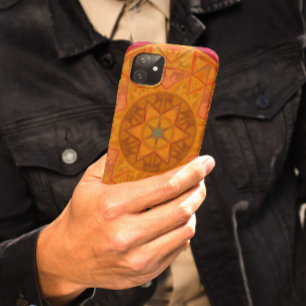 Mosaik Kaleidoskop Blume Rot Orange und Schwarz Case-Mate iPhone Hülle