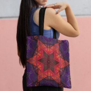 Mosaik Kaleidoskop Blume Rot und Lila Tasche