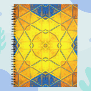 Mosaik Kaleidoskop Gelb und Blau Notizbuch
