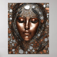 Mosaik Kupfer Silberwand Kunst