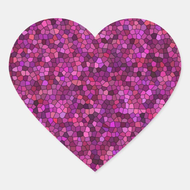 Mosaik Lila rosa Herz-Aufkleber (Vorderseite)