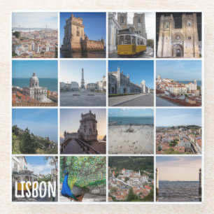 Mosaik Lissabon-Fotos, Portugal Glasuntersetzer