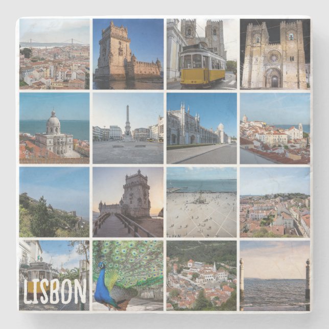 Mosaik Lissabon-Fotos, Portugal Steinuntersetzer (Vorderseite)