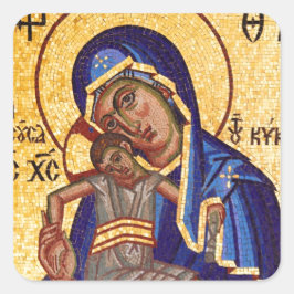 Mosaik Madonna & Child Icon Quadratischer Aufkleber