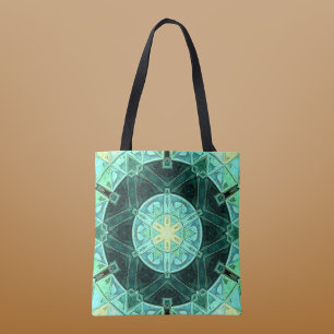Mosaik Mandala Aquamarin und gelb Tasche