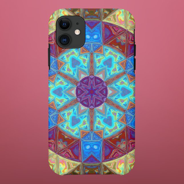 Mosaik Mandala Blau Rosa und Gelb Case-Mate iPhone Hülle (Von Creator hochgeladen)