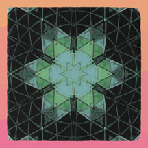 Mosaik Mandala Blume Blau Grün und Schwarz