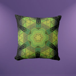 Mosaik Mandala Blume Gelb und Schwarz Kissen