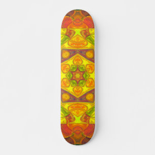 Mosaik Mandala Blume Gelborange und Lila Skateboard