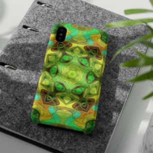 Mosaik Mandala Blume Grün Blau und Gelb Case-Mate iPhone Hülle