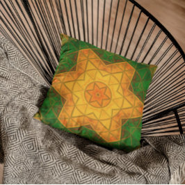 Mosaik Mandala Blume Grün und Gelb Kissen