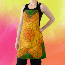 Mosaik Mandala Blume Grün und Gelb Schürze