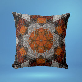Mosaik Mandala Blume Orange White und Black Kissen
