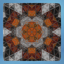 Mosaik Mandala Blume Orange White und Black
