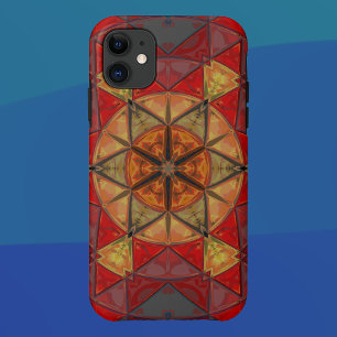 Mosaik Mandala Blume Red Blue und Yellow Case-Mate iPhone Hülle