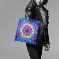 Mosaik Mandala Blume Rosa Blau und Gelb