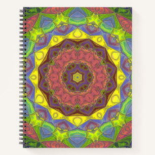 Mosaik Mandala Blume Rosa Gelb und Grün Notizbuch