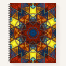 Mosaik Mandala Blume Rot Gelb und Blau