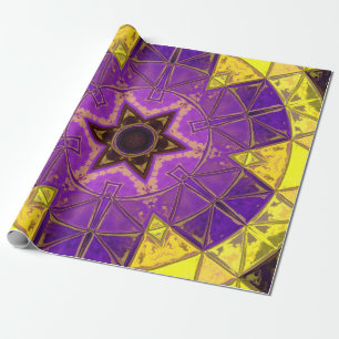 Mosaik Mandala Lila und gelb Geschenkpapier