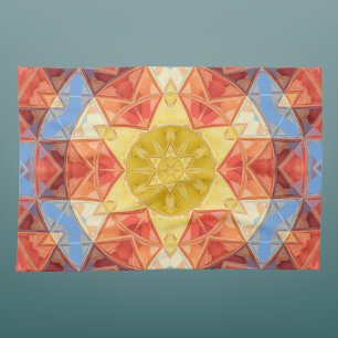 Mosaik Mandala Orange Blue und Yellow Geschirrtuch