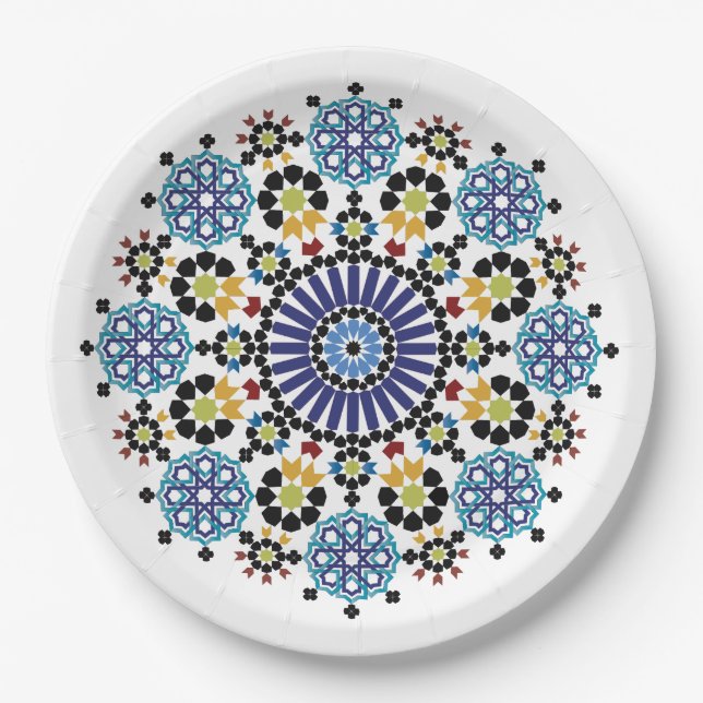 Mosaik Marocain! Zellige Marocain Pappteller (Vorderseite)