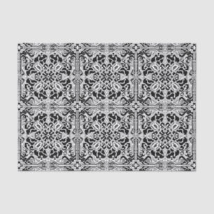 Mosaik-marokkanisches Fliesenmuster in Schwarz/Wei Seidenpapier