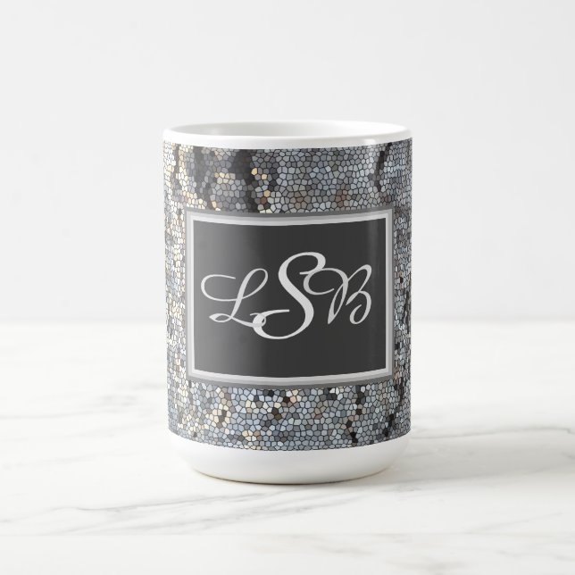 Mosaik Masuline Color Tile Muster Monogramm Kaffeetasse (Mittel)