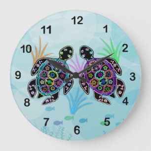 Mosaik-Meeresschildkröte-Uhr Große Wanduhr